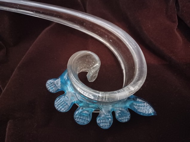 Antique Murano Chandelier Clear and blue Glass Crook