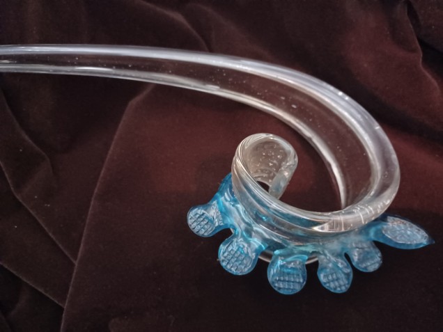 Antique Murano Chandelier Clear and blue Glass Crook