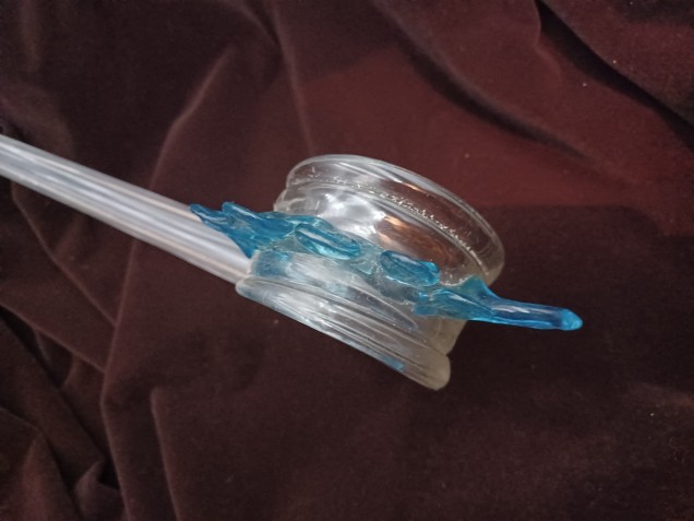 Antique Murano Chandelier Clear and blue Glass Crook