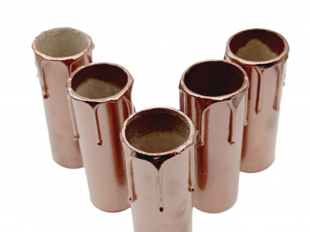 Copper Candle Tubes with drips Card 100mm x 32mm 
