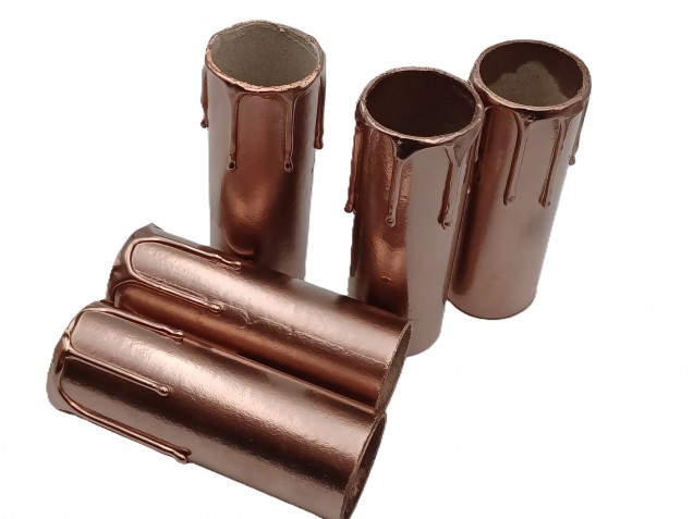 Copper Candle Tubes with drips Card 100mm x 32mm 