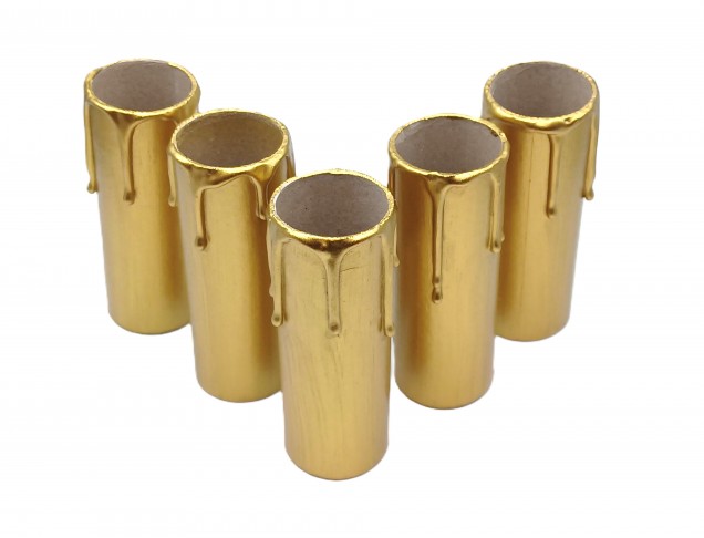 Chandelier Candle Tubes antique gold Card 100mm x 26mm 