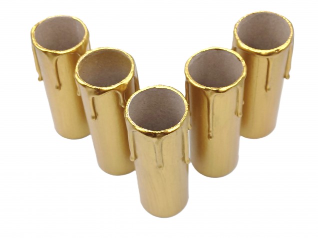 Chandelier Candle Tubes antique gold Card 100mm x 26mm 