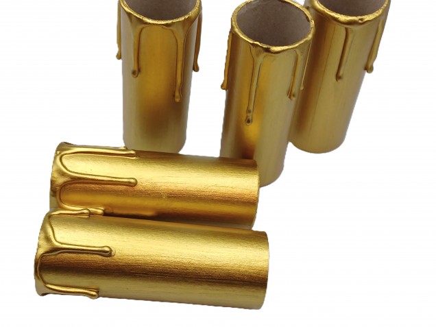 Chandelier Candle Tubes antique gold Card 100mm x 26mm 