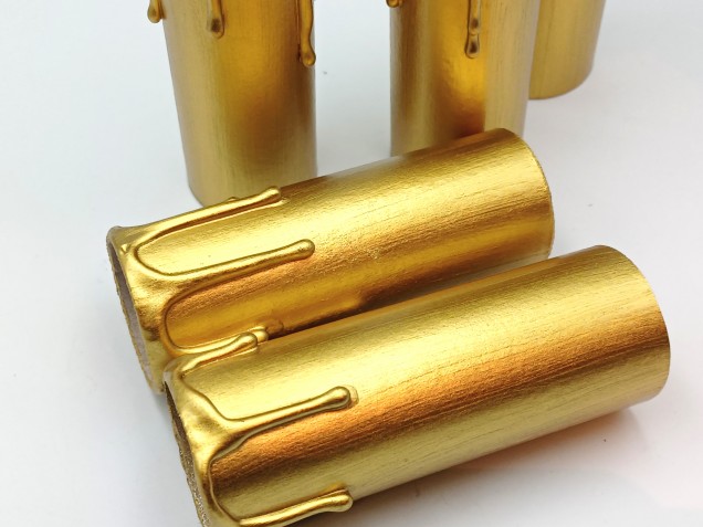 Chandelier Candle Tubes antique gold Card 100mm x 26mm 