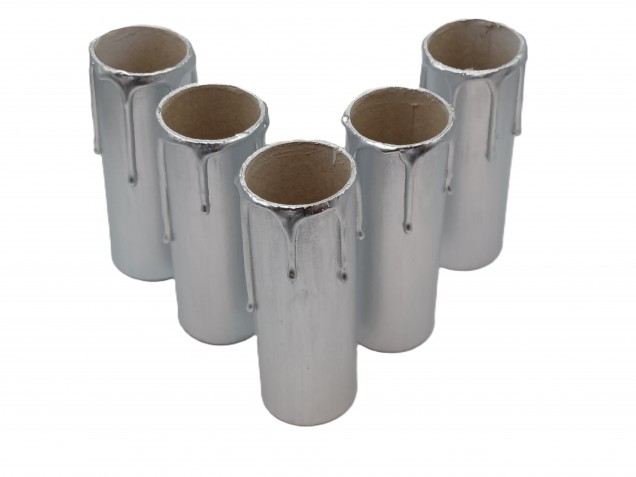 Chandelier Silver card Candle Tubes with drips 100mm x 32mm   