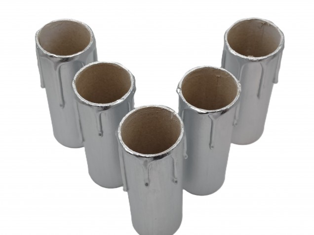Chandelier Silver card Candle Tubes with drips 100mm x 32mm   