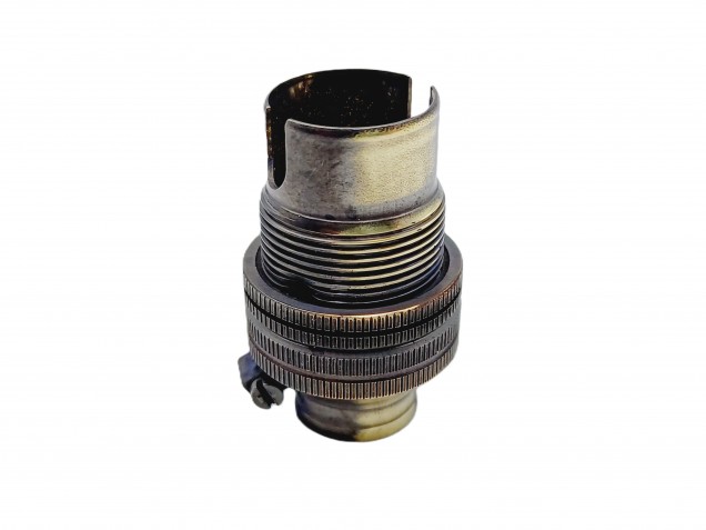 Brushed Antique lamp holder SBC B15 threaded skirt half inch thread