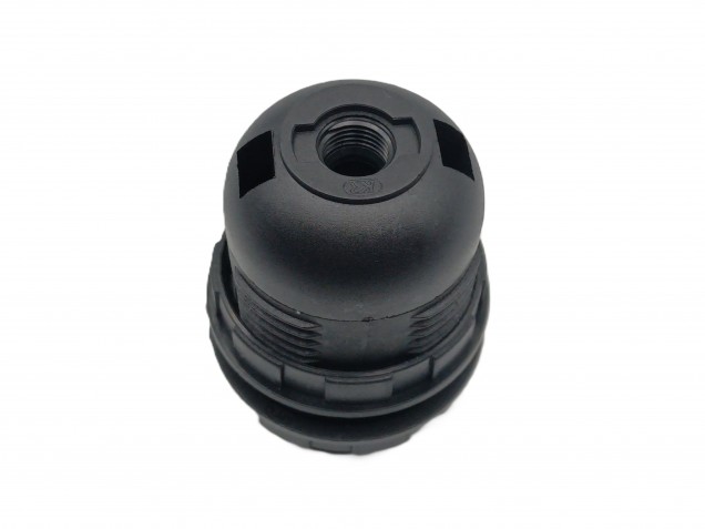 E27 2 PART BLACK PLASTIC LAMP HOLDER THREADED SKIRT AND SHADE RINGS