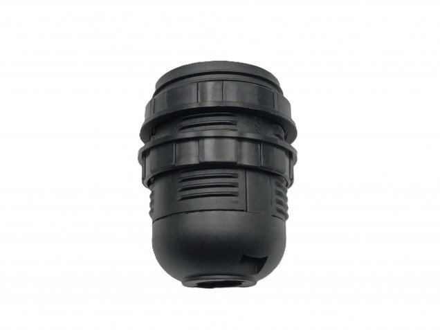 E27 2 PART BLACK PLASTIC LAMP HOLDER THREADED SKIRT AND SHADE RINGS