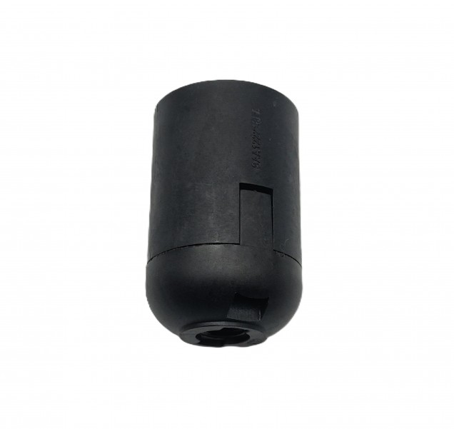 E27 Lamp Holder  2 Part Black Plastic Plain Skirt