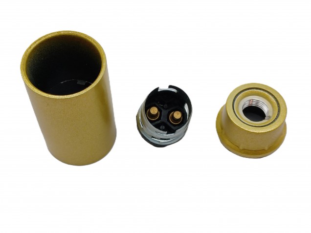 Bakelite B15 SBC lamp holder Gold plain skirt  M10 base 