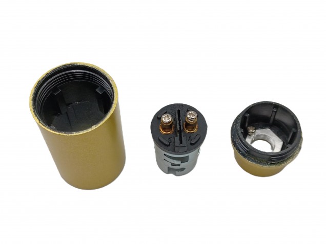 Bakelite B15 SBC lamp holder Gold plain skirt  M10 base 