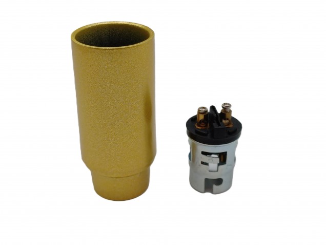 Bakelite B15 SBC lamp holder Gold plain skirt  M10 base 