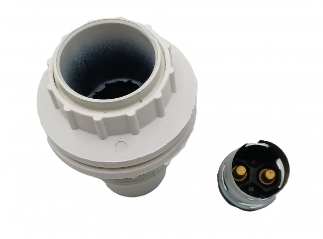 Bakelite B15 SBC lamp holder white threaded skirt plus large rings M10 base 