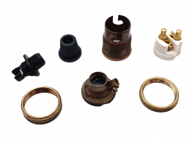 lamp holder with cord grip SBC B15 Antique brass