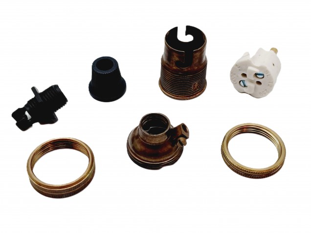 lamp holder with cord grip SBC B15 Antique brass