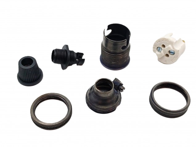 lamp holder with cord grip SBC B15 dark bronze