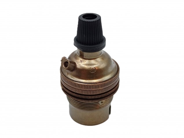 B22 Antique Brass Bayonet Cap Bulb Lamp Holder With Plastic Cord Grip