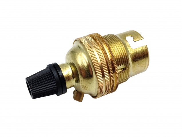 Brass bayonet cap bulb lamp holder with plastic cord grip B22