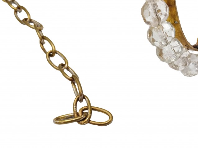 Brass Chandelier Frame Ring With Stem And Glass Beads