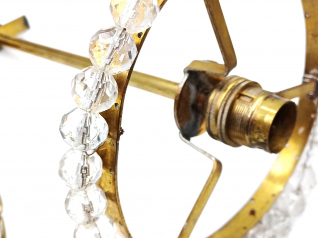 Brass Chandelier Frame Ring With Stem And Glass Beads