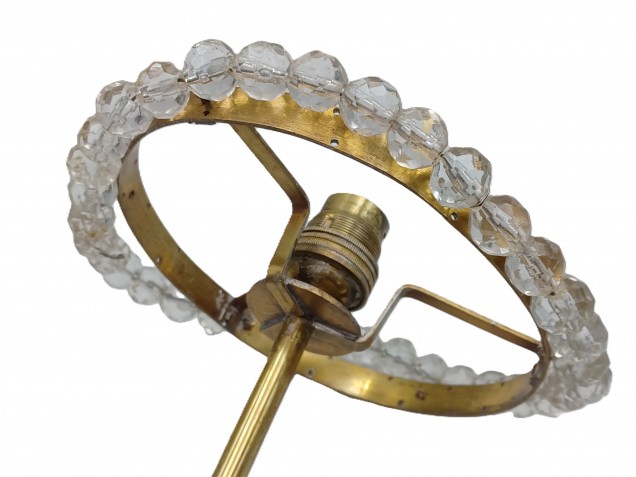 Brass Chandelier Frame Ring With Stem And Glass Beads