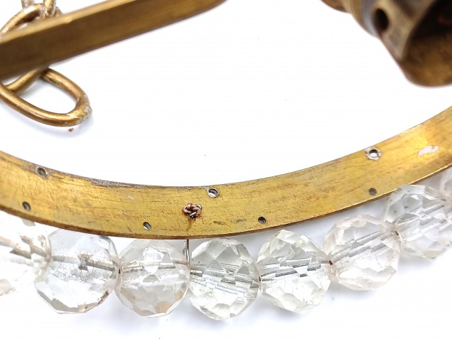 Brass Chandelier Frame Ring With Stem And Glass Beads