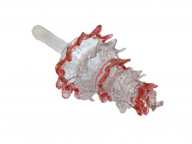 Antique Venetian Chandelier part Glass finial clear with Red