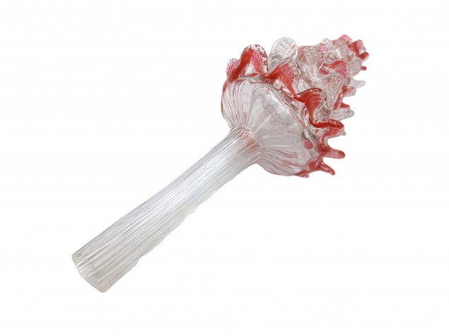 Antique Venetian Chandelier part Glass finial clear with Red