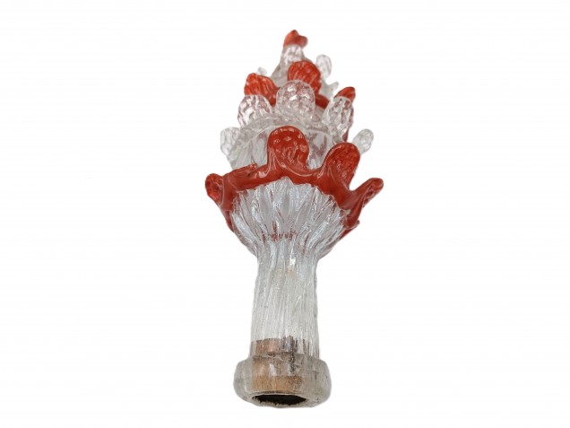 Antique Murano Chandelier part Glass finial clear with Red 