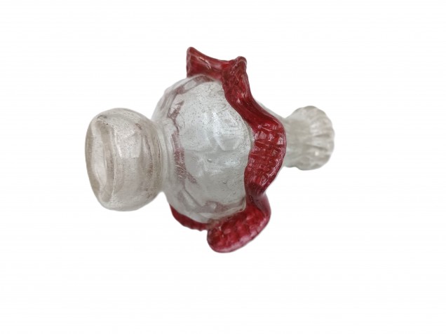 Antique Venetian Chandelier part Glass stem clear with Red 