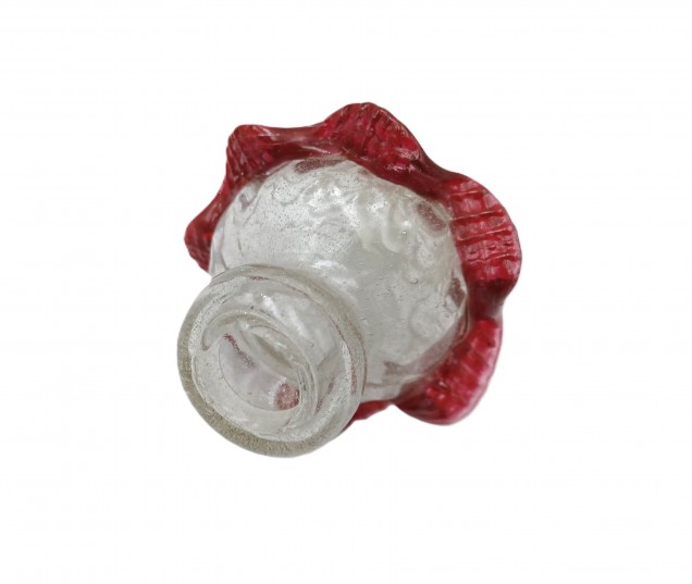 Antique Venetian Chandelier part Glass stem clear with Red 