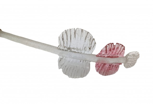 Italian Chandelier parts glass crook Leaf clear and red