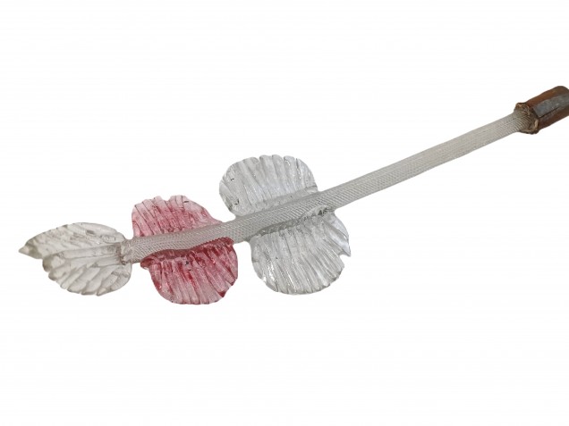 Italian Chandelier parts glass crook Leaf clear and red