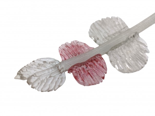 Italian Chandelier parts glass crook Leaf clear and red