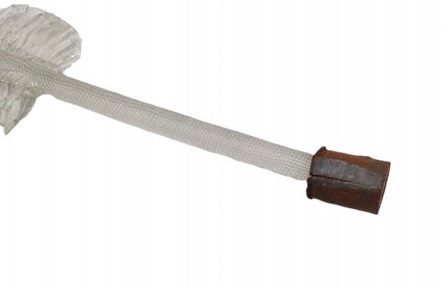 Italian Chandelier parts glass crook Leaf clear and red