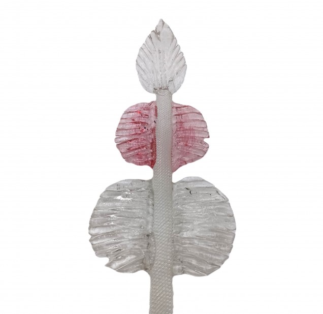 Italian Chandelier parts glass crook Leaf clear and red