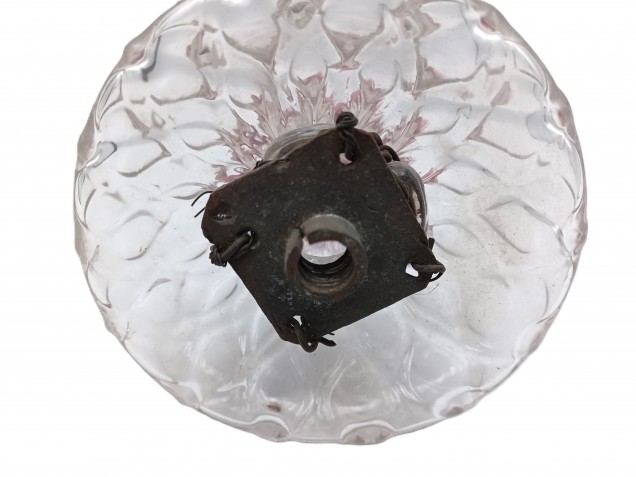 Antique Murano chandelier part finial clear and red glass  