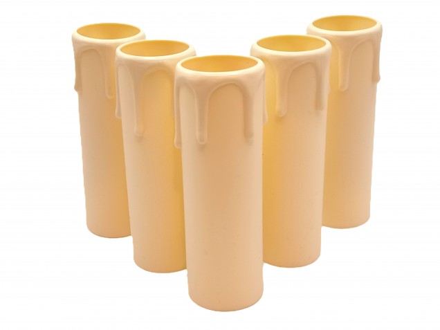 Candle Tubes-sleeves ivory Drip Plastic 105mm x 26mm