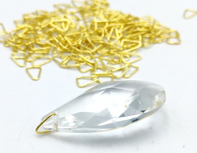 Tiny chandelier brass triangle clips crystal connectors 100 clips
