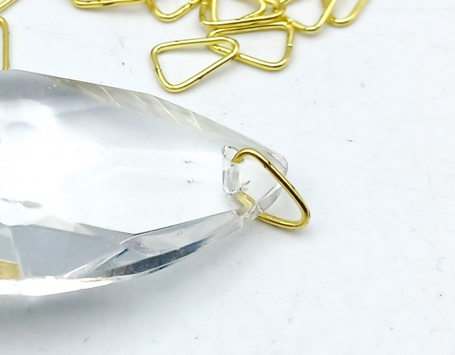 Tiny chandelier brass triangle clips crystal connectors 100 clips