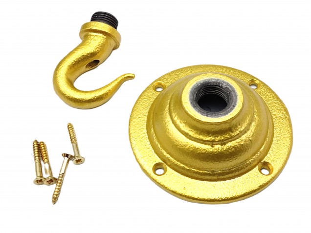 Gold chandelier hook heavy duty cast iron ceiling hook plate and screws
