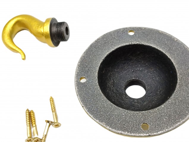 Gold chandelier hook heavy duty cast iron ceiling hook plate and screws