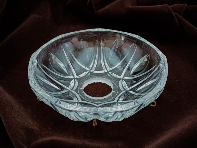 Vintage chandelier glass pan dish Approx.103mm width 6 pin holes