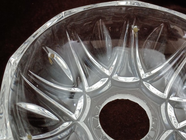 Vintage chandelier glass pan dish Approx.103mm width 6 pin holes