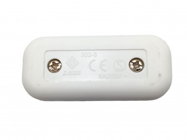 Inline torpedo lamp switch light switch 2 or 3 core white