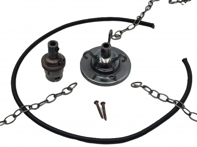 Triple Hook Ceiling Pendant Set dark antique bronze