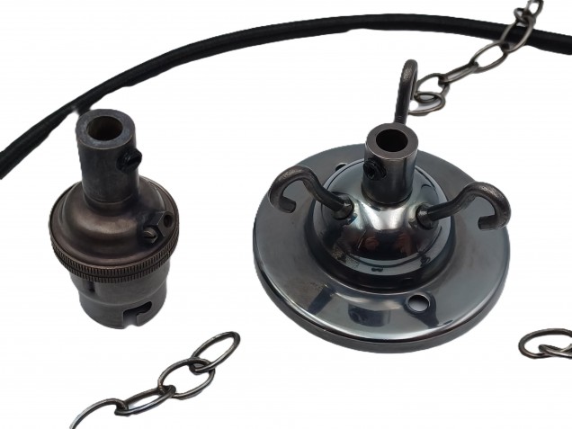 Triple Hook Ceiling Pendant Set dark antique bronze