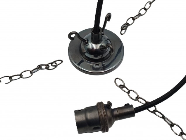 Triple Hook Ceiling Pendant Set dark antique bronze